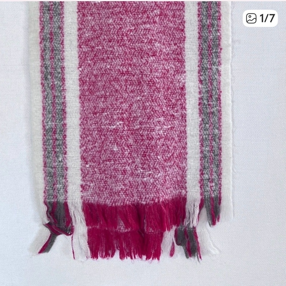 Free People red Stripe Oblong Scarf Bohemian Winter Accessory Cozy Soft